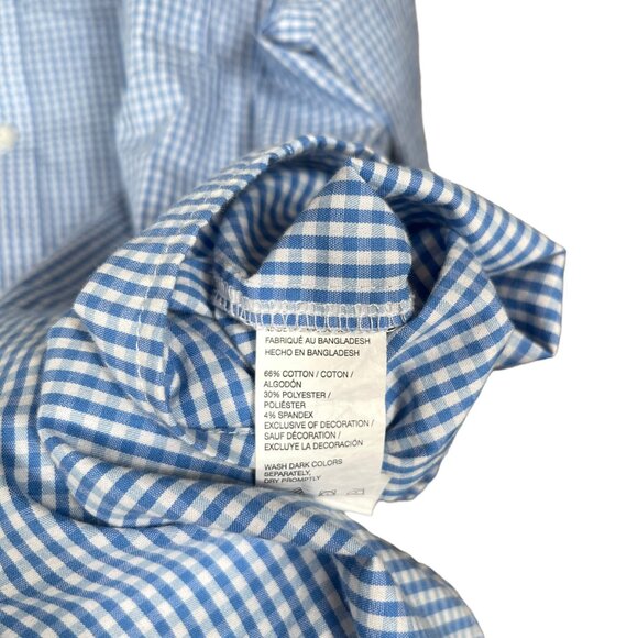 Izod Button Down Shirt Mens XXL Blue White Check Plaid Embroidered Logo Preppy - Picture 7 of 10